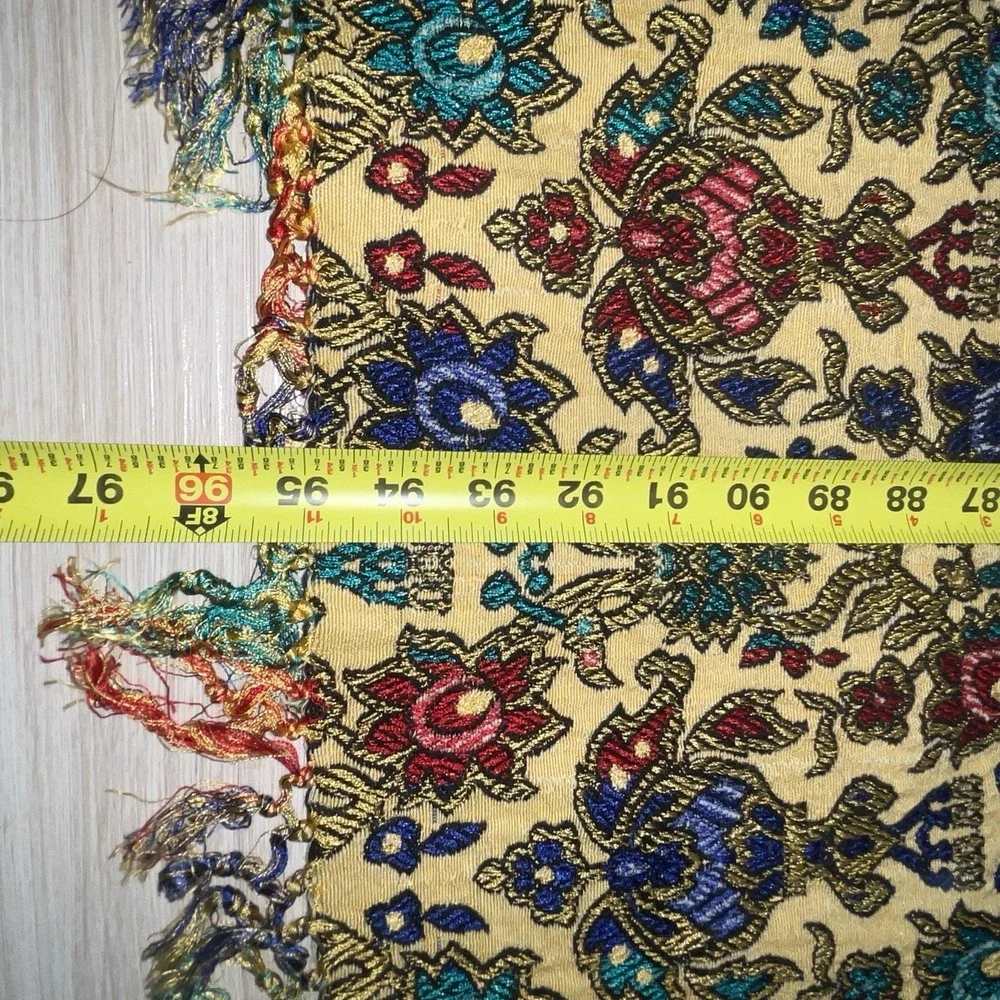 Vintage Persian Termeh Bedspread Large 80x95 Tapestry Boho Paisley Coverlet Gold